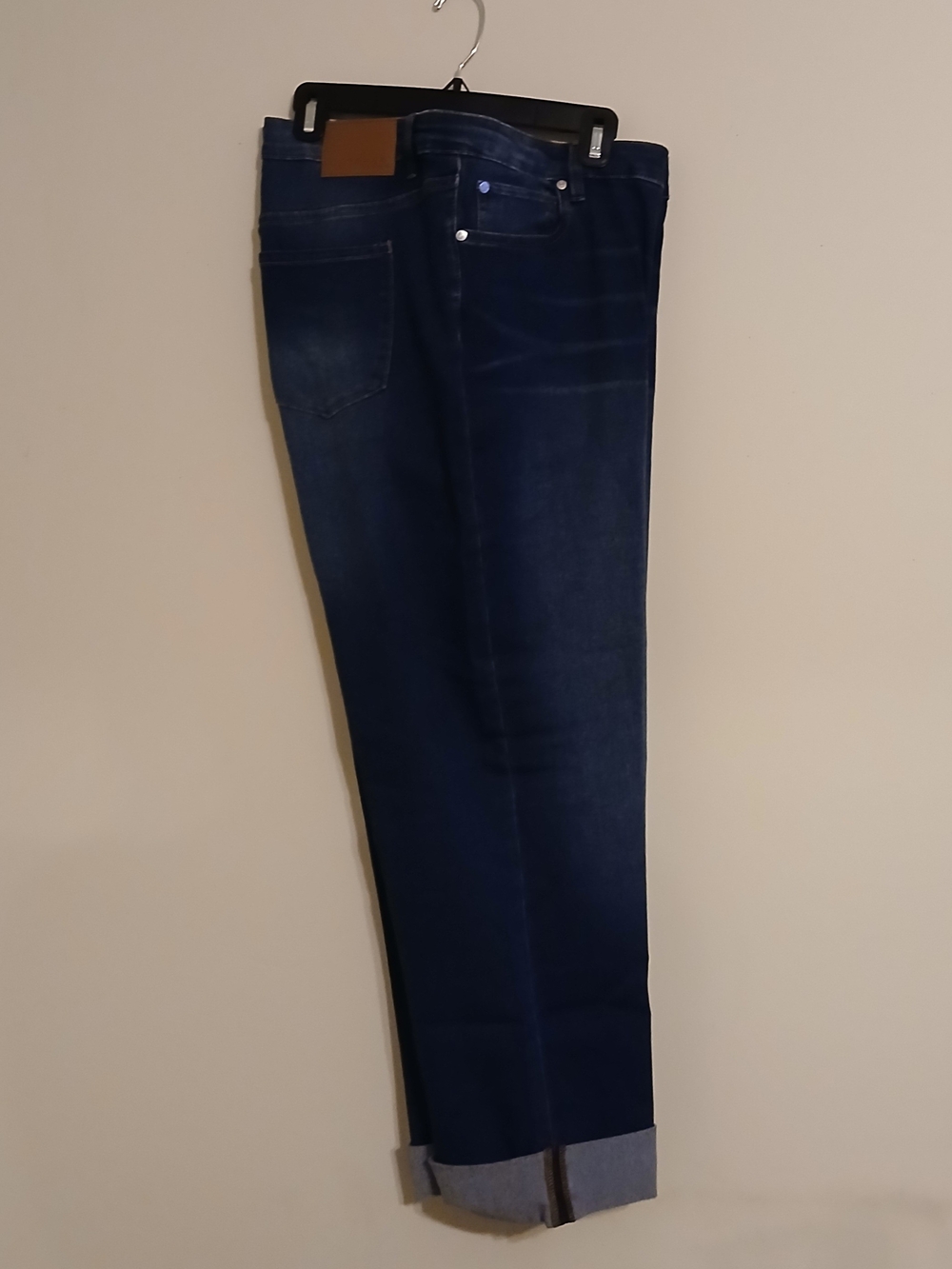 New Tahari Plus Size Cuffed Dark Blue Jeans
